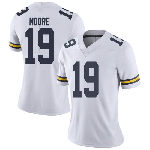 Rod Moore Michigan Wolverines Women's NCAA #19 White Limited Brand Jordan College Stitched Football Jersey MPG3554NP